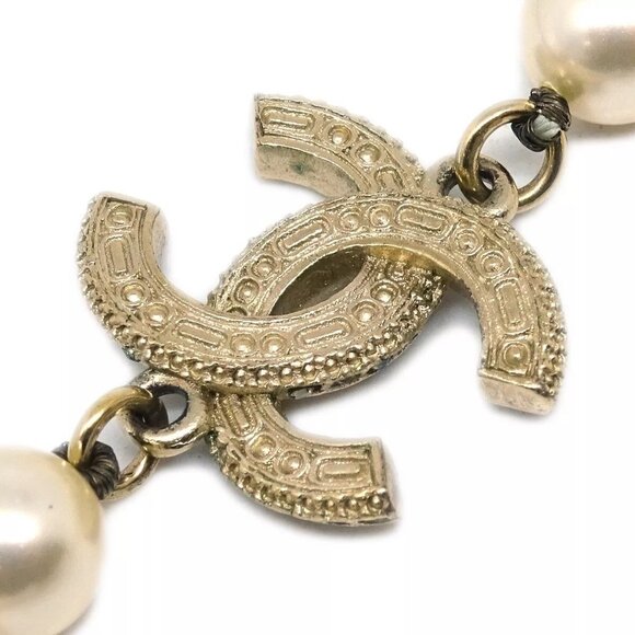 Chanel Gold Chain Artificial Pearl Rhinestone Necklace - Picture 3 of 5